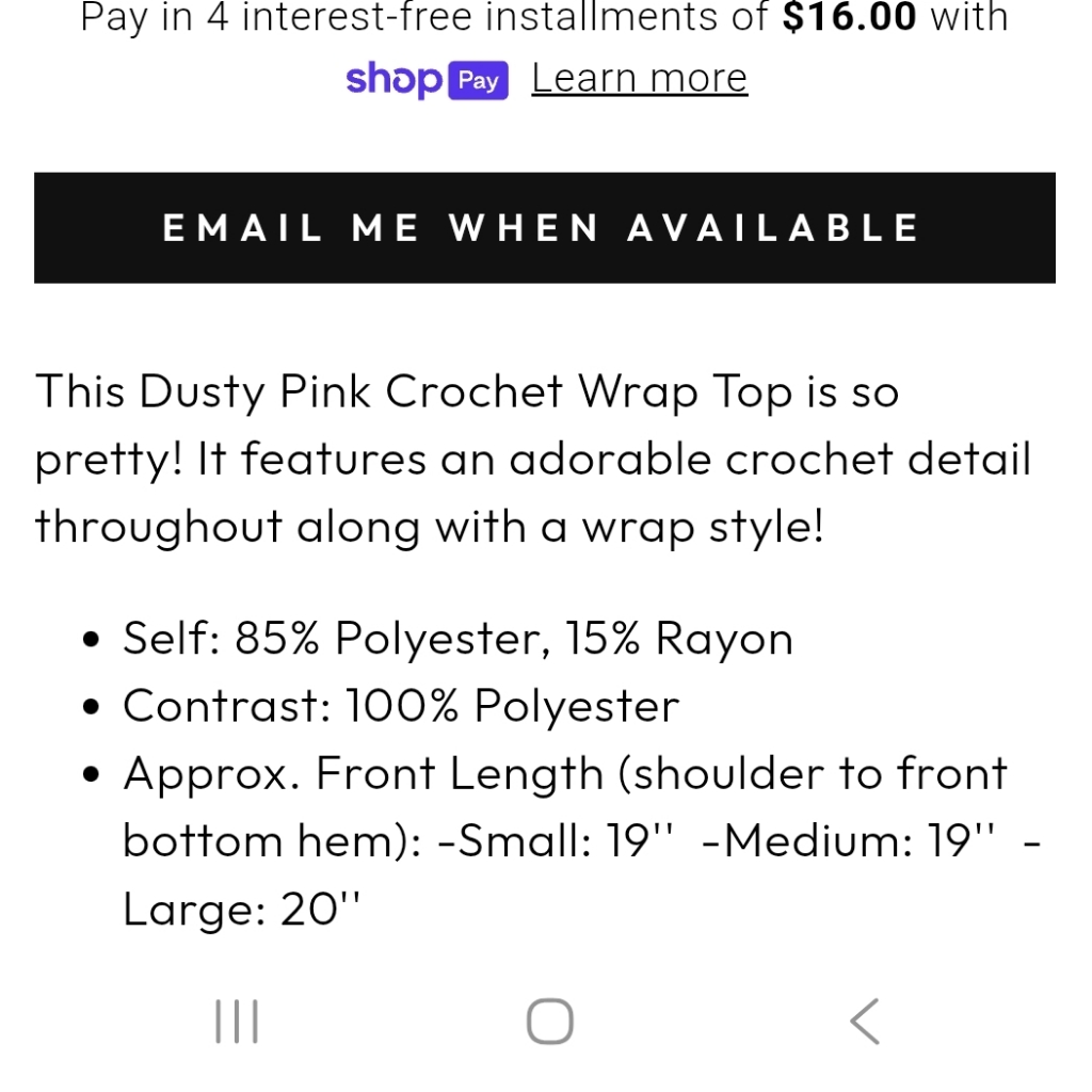 Saved By The Dress L Dusty Mauve Crochet Wrap Top Lace Trim Bohemian Co-1891 — image 5 of 8